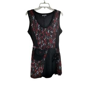 4185) Papillon Sleeveless Patchwork Asymmetrical Mini Dress Large (runs smaller)